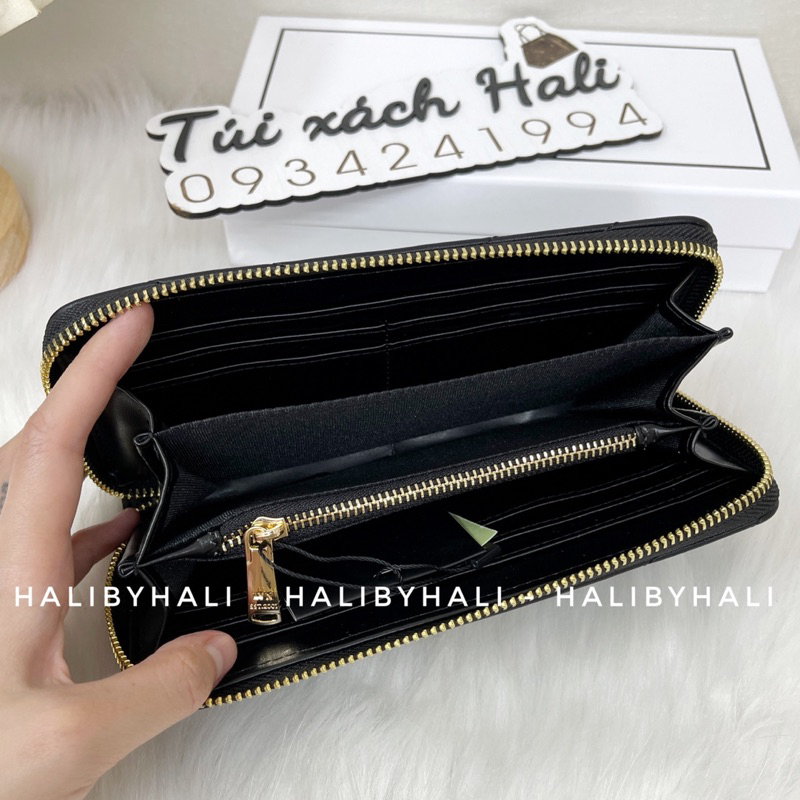 Ví lyn dáng dài da trám sang chảnh logo xoắn lạ mắt nhiều ngăn để thẻ