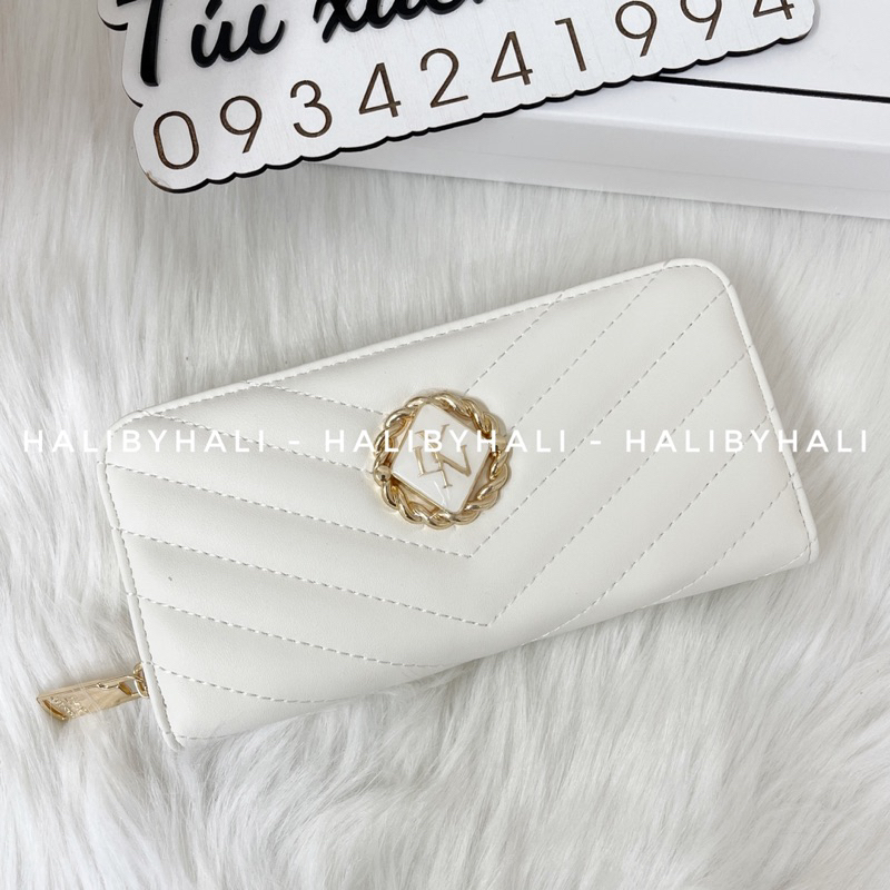 Ví lyn dáng dài da trám sang chảnh logo xoắn lạ mắt nhiều ngăn để thẻ