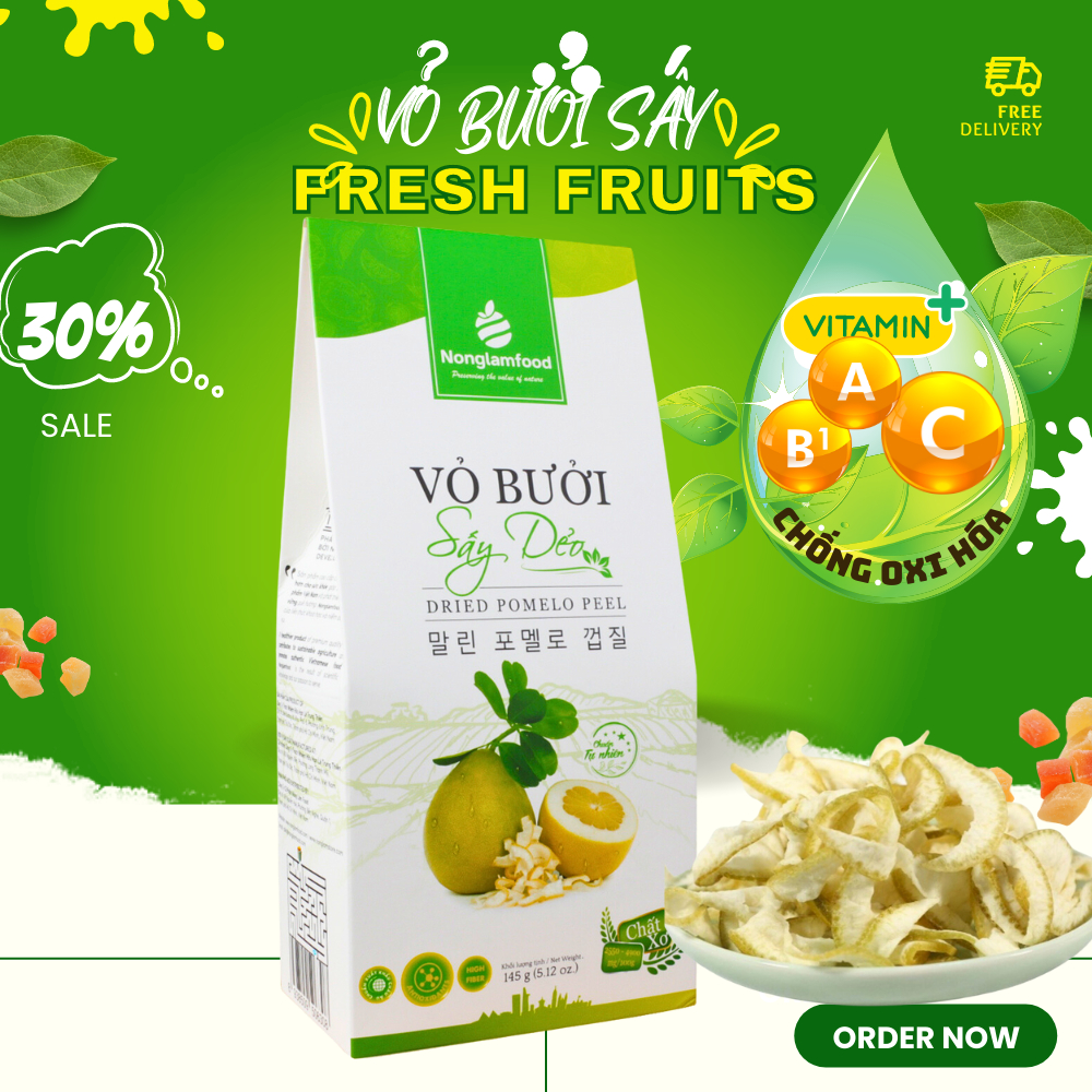 Vỏ bưởi sấy dẻo thơm ngon nhiều dinh dưỡng hoa quả sấy đồ ăn vặt healthy giảm cân