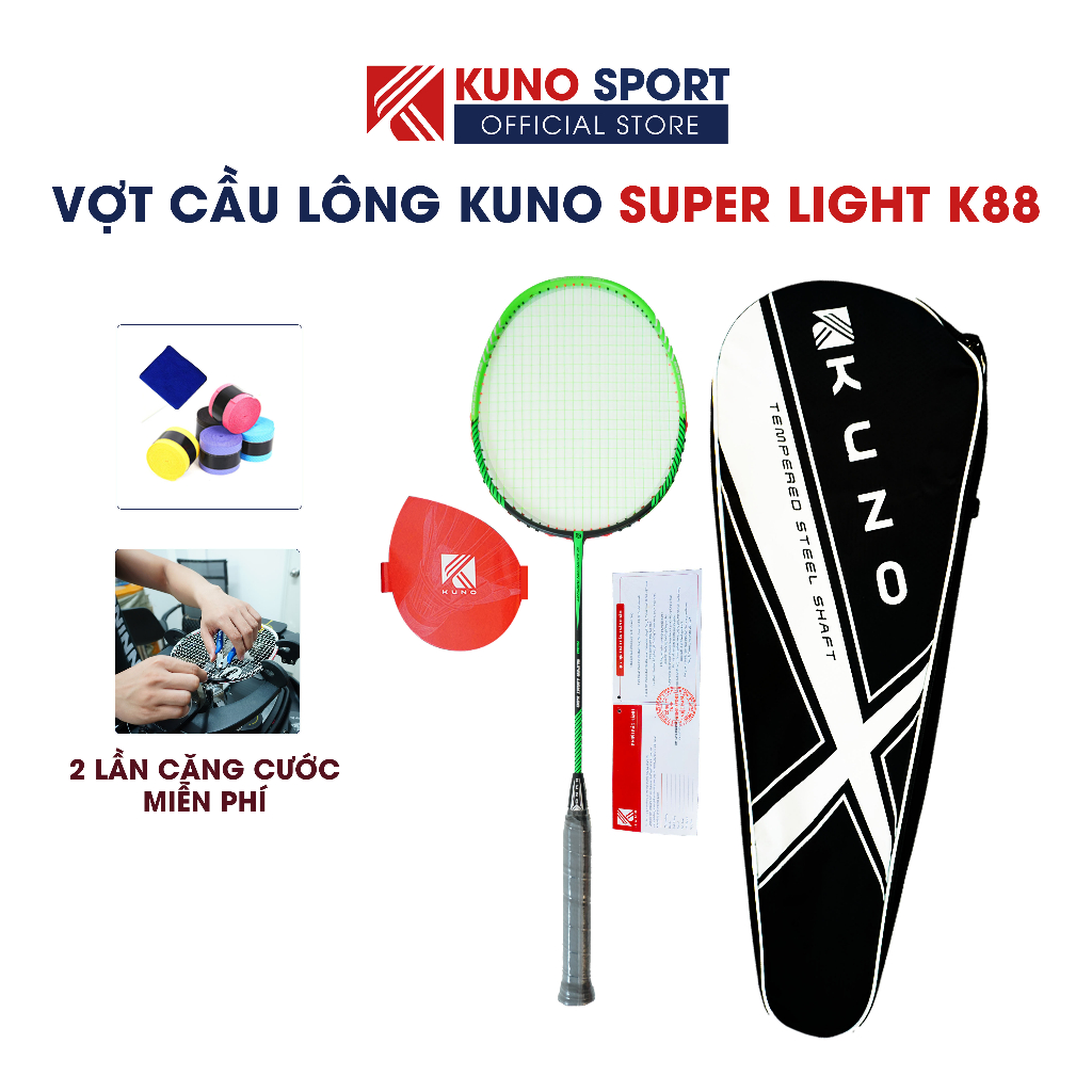 Vợt Cầu Lông Kuno Super Light K88, 6U Thân Dẻo, Công Thủ Toàn Diện, Được Lựa Chọn Mức Căng