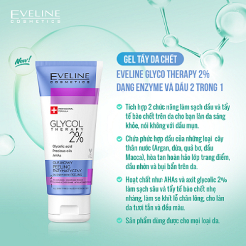 Gel tẩy da chết Eveline Glycol Therapy 2% 2 tác động 100ML