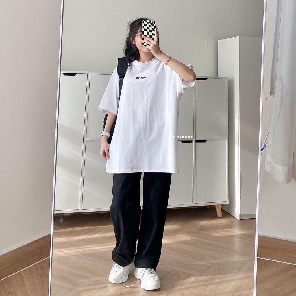 Sét quần ống rộng dáng dài + áo phông trắng chữ nhỏ Ellon QUANAOPHUKIEN