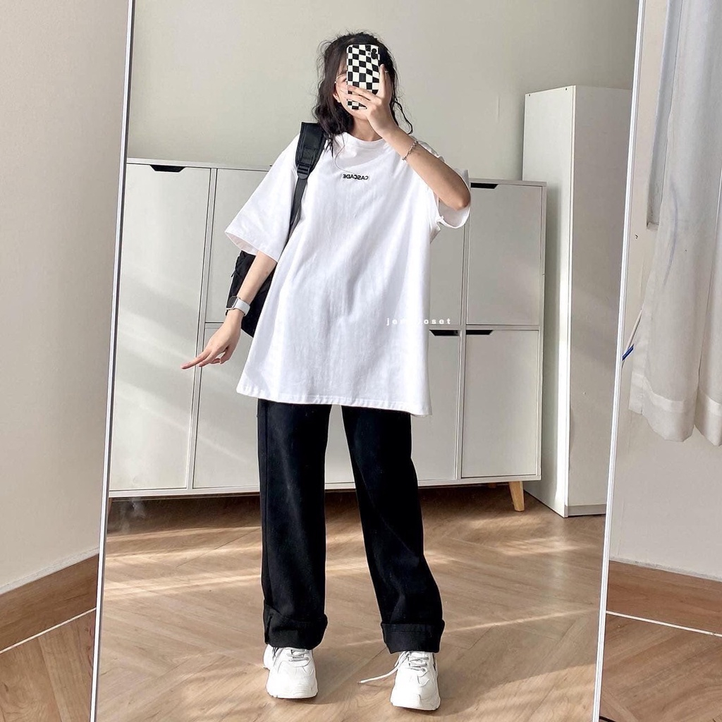 Sét quần ống rộng dáng dài + áo phông trắng chữ nhỏ Ellon QUANAOPHUKIEN