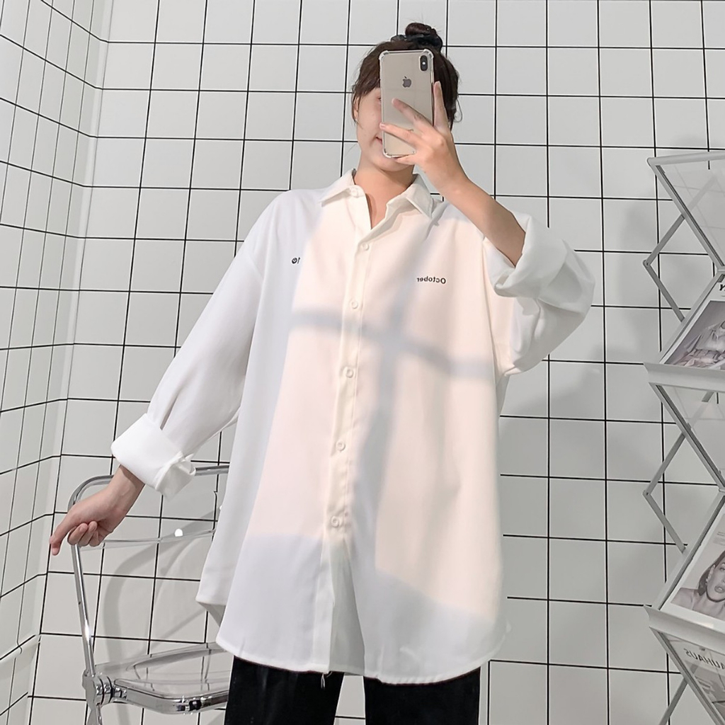 Áo sơ mi dài tay đen trắng thêu Otocber QUANAOPHUKIEN