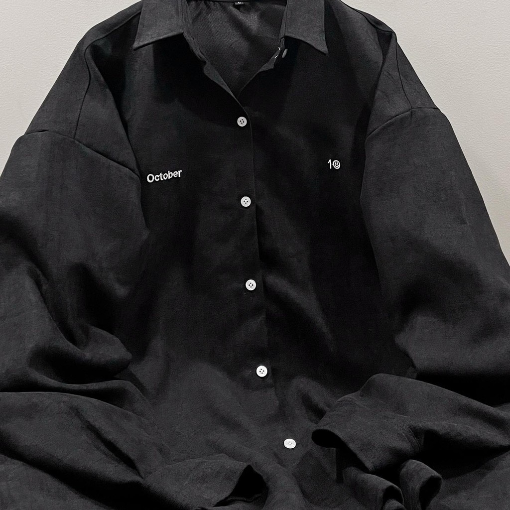 Áo sơ mi dài tay đen trắng thêu Otocber QUANAOPHUKIEN