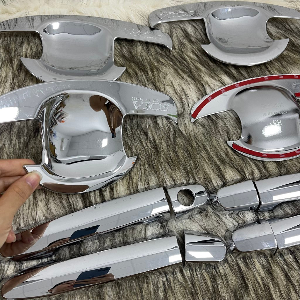 Ốp tay nắm hõm cửa xe Toyota Vios 2006 - 2013, 2014-2018, 2019-2021 mạ crom cao cấp