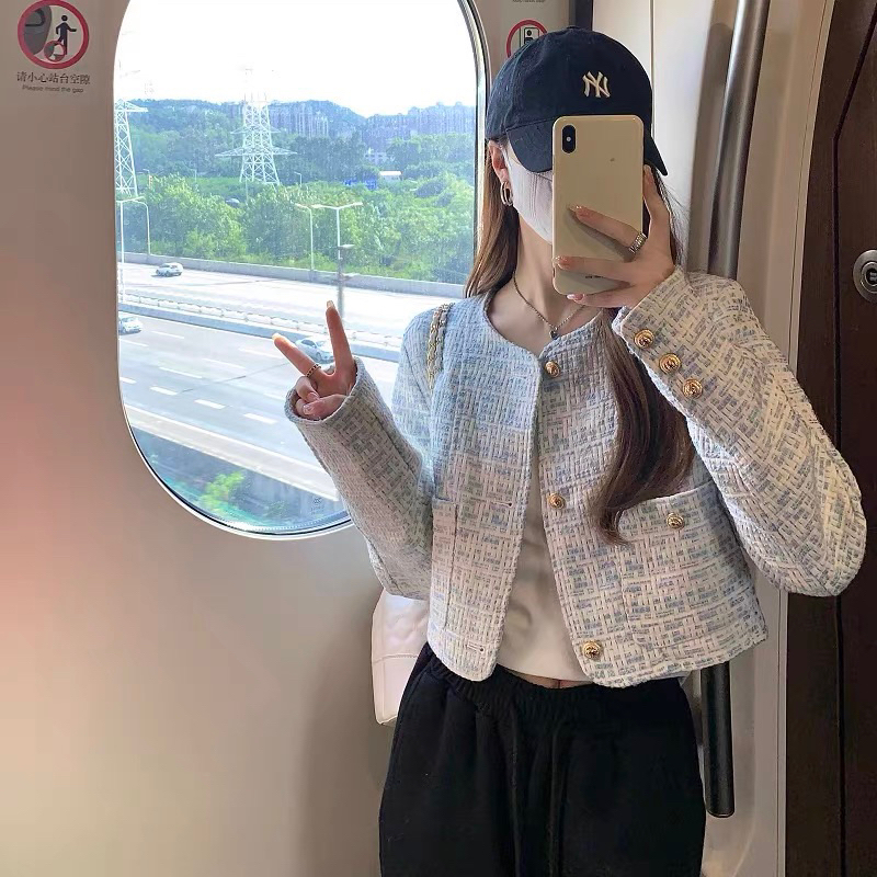 Áo khoác dạ nữ, áo tweed sang chảnh phong cách douyin