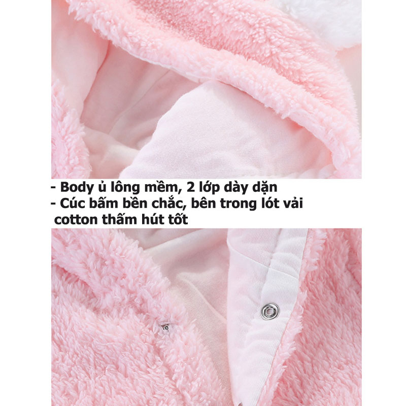 Body ủ lông 2 lớp nhiều mẫu dễ thương cho bé sơ sinh hàng Quảng Châu Xuất Khẩu