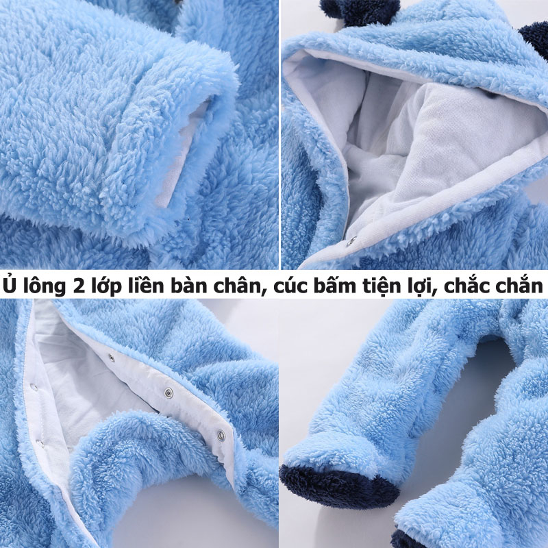 Body ủ lông 2 lớp nhiều mẫu dễ thương cho bé sơ sinh hàng Quảng Châu Xuất Khẩu