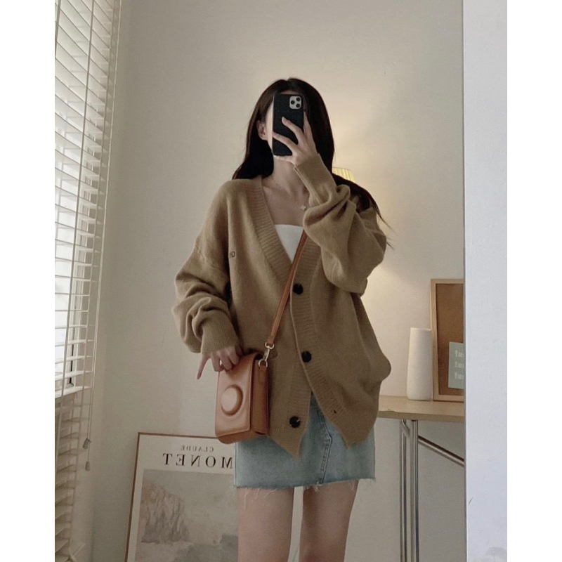 Y17 Áo khoác len cardiagn from rộng thêu chữ DM yansoo