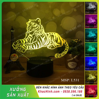 Đèn tranh con Hổ 3D, đèn decor phòng ngủ,Đèn trang trí phòng ngủ - bàn học đổi màu theo yêu cầu