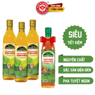 Combo 3 chai Mật ong nguyên chất Rừng Điện Biên 720g/chai tặng 1 chai Mật ong Rừng Nhiệt Đới 700g/chai