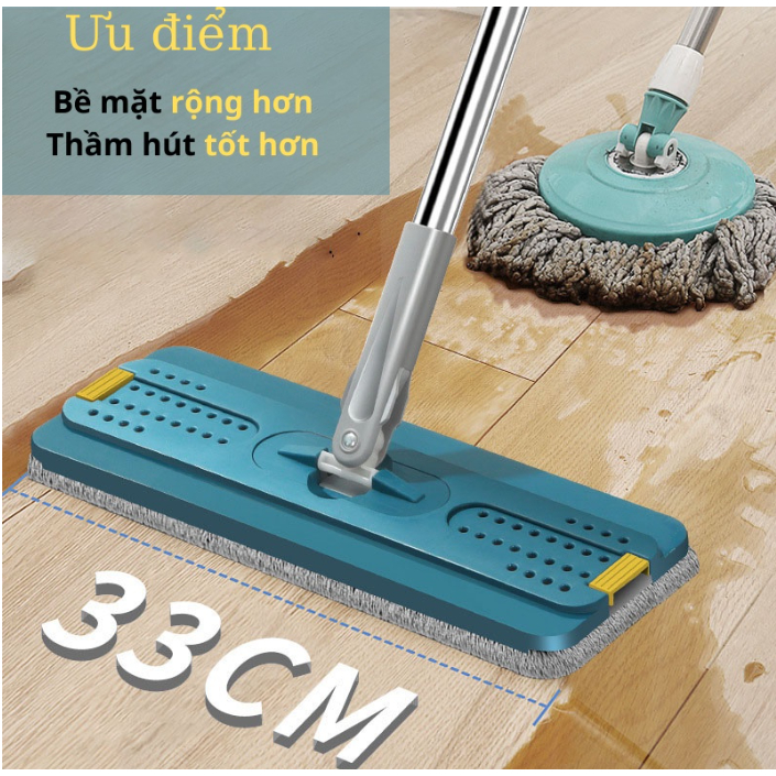 Cây Lau Nhà Tự Vắt Thông Minh B2-MOP Chổi Lau Nhà Tự Vắt Thông Minh Bộ Lau Nhà 360 Độ Tặng Kèm Bông Lau 2 đầu cài