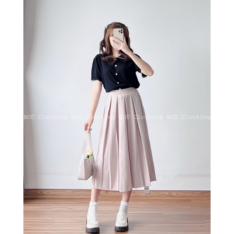 Chân váy dài xếp ly to trẻ trung, thanh lịch dành cho nữ