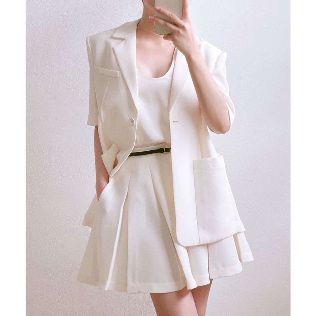 SHORT PANT IN IVORY/BLACK