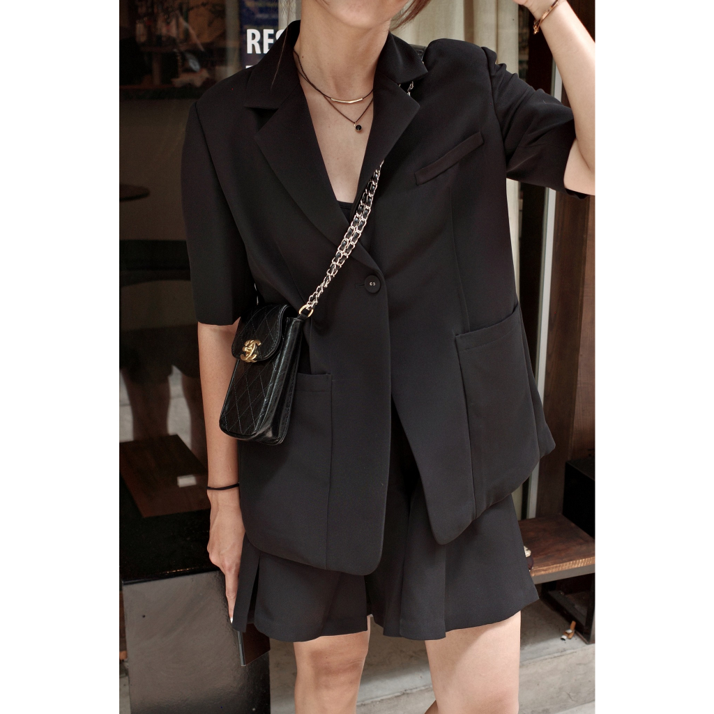 SHORT PANT IN IVORY/BLACK