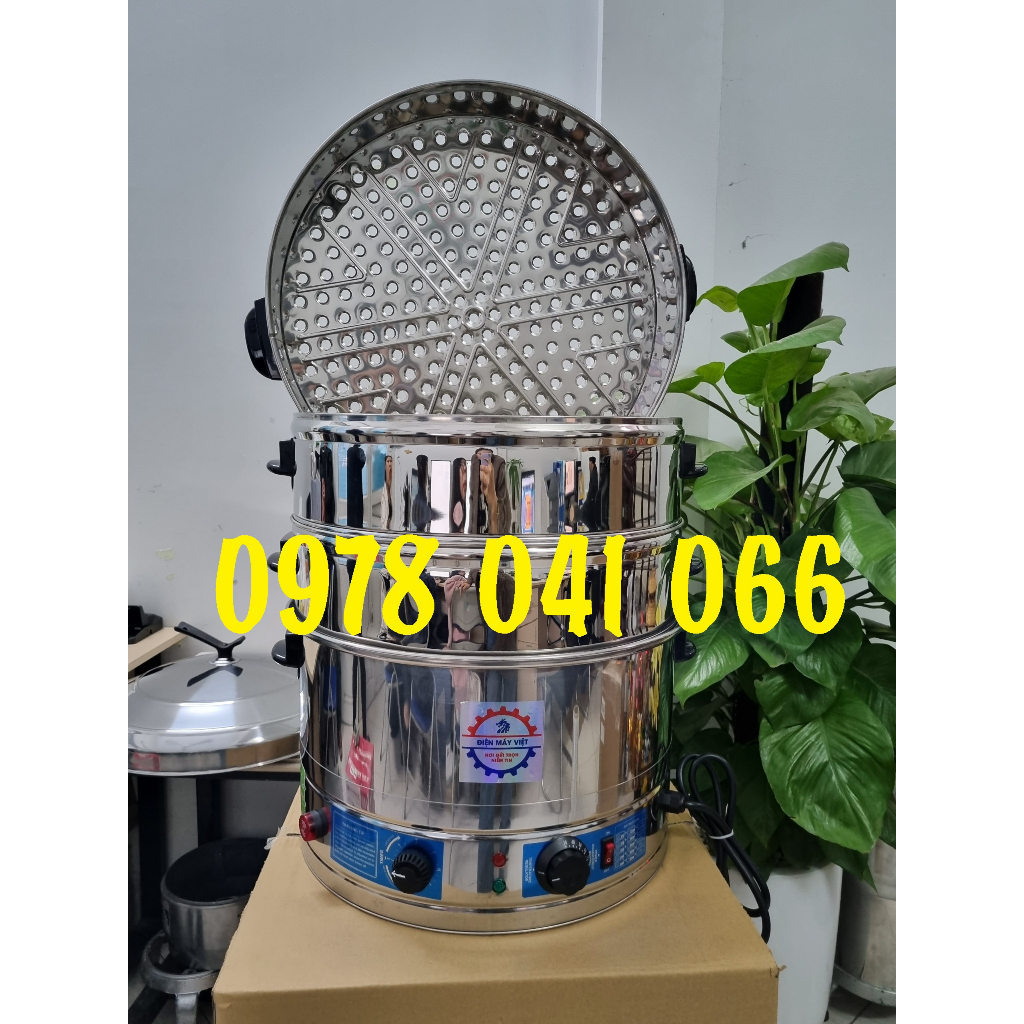 Nồi hấp bánh bao size 52cm 3 tầng chạy bằng điện
