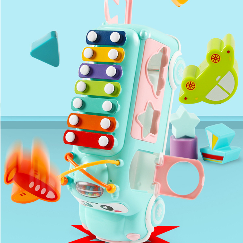 Xe bus đồ chơi có đàn, nhạc, thả hình được làm từ nhựa ABS cao cấp