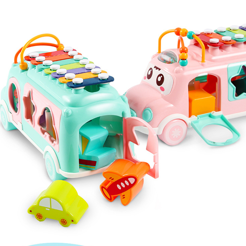 Xe bus đồ chơi có đàn, nhạc, thả hình được làm từ nhựa ABS cao cấp