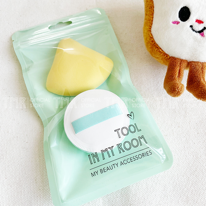 Mút tán kem nền set 2 mút TMR đàn hồi chất lượng cao mềm mại co giãn tốt dùng đánh phấn nước và khô