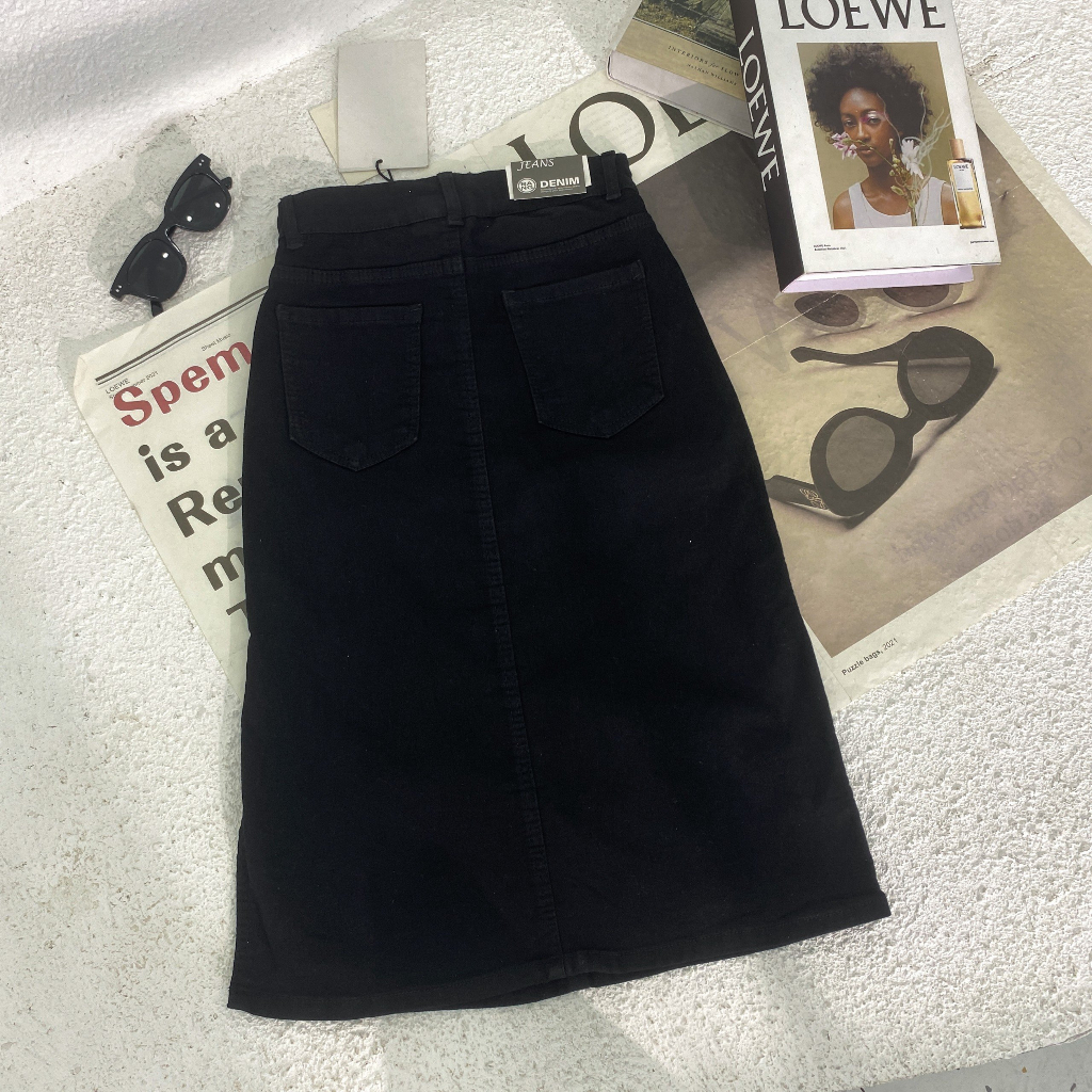 Chân Váy Jeans Dáng Dài Xẻ Vạt Chéo Màu Đen SKY JEANS CV932 | BigBuy360 - bigbuy360.vn
