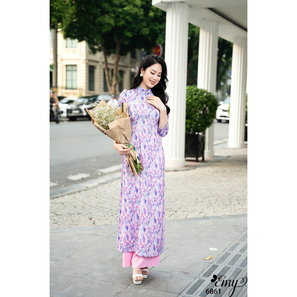 EMY EM6861 Áo Dài Hoa Tím
