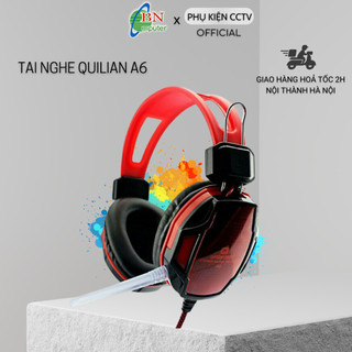 Tai nghe chụp tai chơi game Qinlian A6 (Đen đỏ- Xanh)
