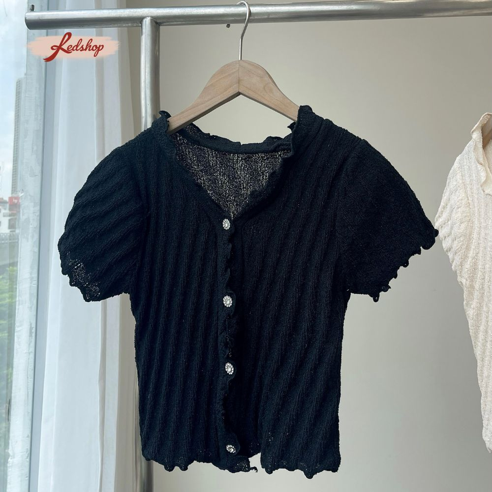 Áo crop sóng chất len mỏng phong cách Hàn Quốc Red Shop 302001