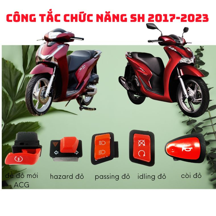 Full nút công tắt đỏ Wave SH Vsion Future  - nút đề, nút tắt máy 3s, nút kèn, nút passing  cho các dòng xe máy