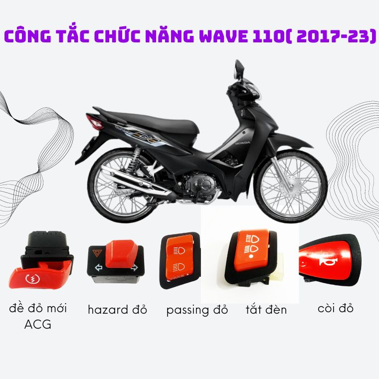 Full nút công tắt đỏ Wave SH Vsion Future  - nút đề, nút tắt máy 3s, nút kèn, nút passing  cho các dòng xe máy