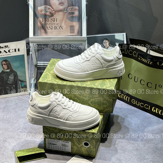 Giày Thể Thao Gc Nam Nữ Full Trắng Độn Đế Gu/cci Monogram Beige White Canvas