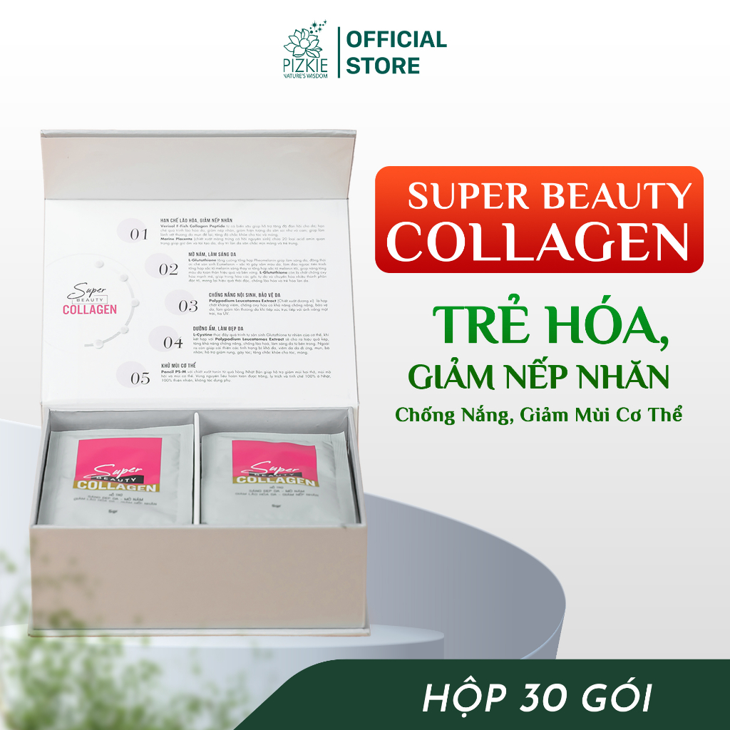 SUPER BEAUTY COLLAGEN PIZKIE - Trẻ Hóa, Giảm Nếp Nhăn, Làm Sáng Da