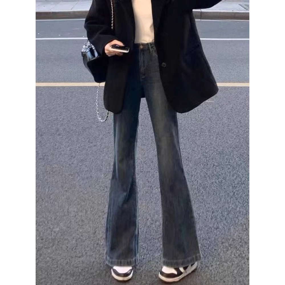 Quần bò ống loe, quần jeans ống loe màu đen khói phong cách RETRO siêu xinhh MS 44