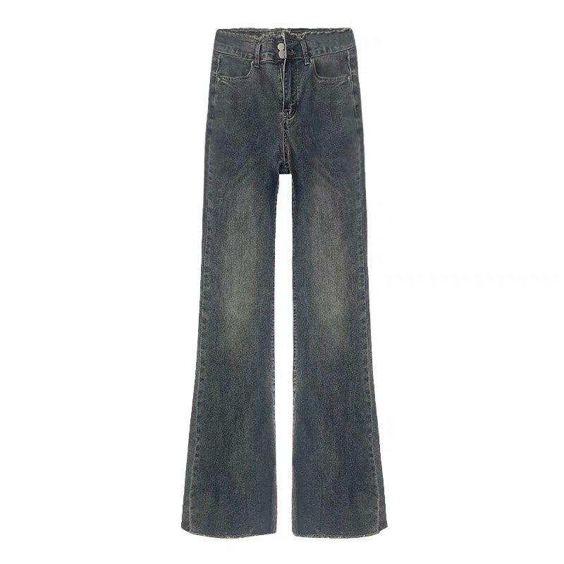 Quần bò ống loe, quần jeans ống loe màu đen khói phong cách RETRO siêu xinhh MS 44