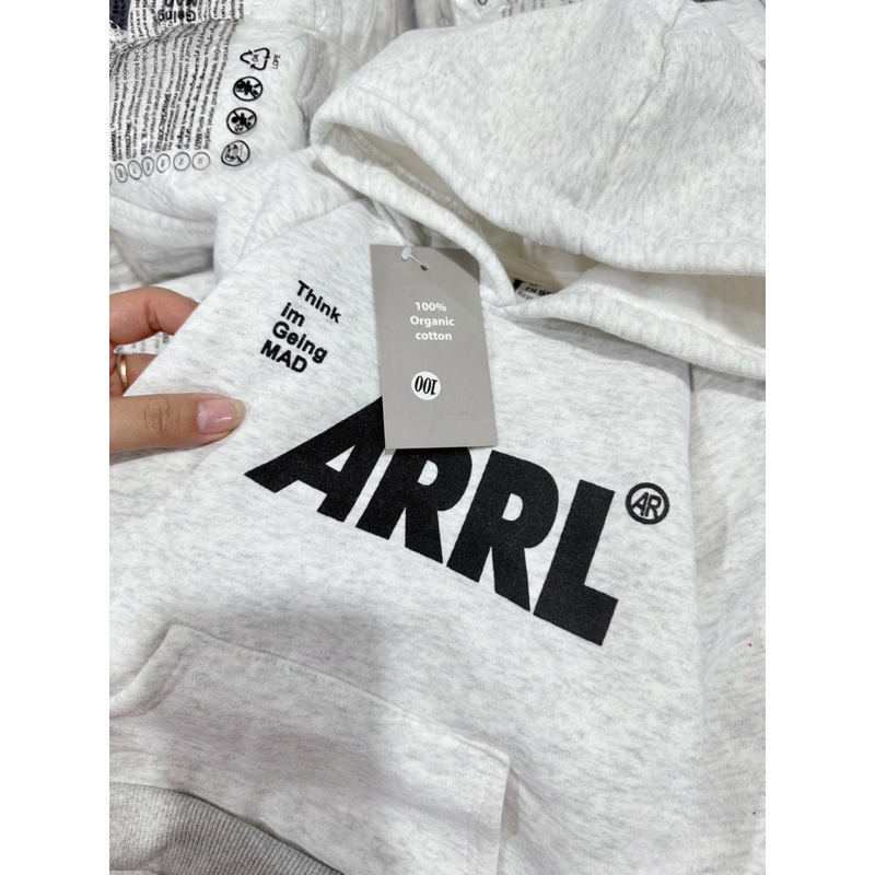 Áo nỉ hodie màu ghi chữ ARRL chô bé gái