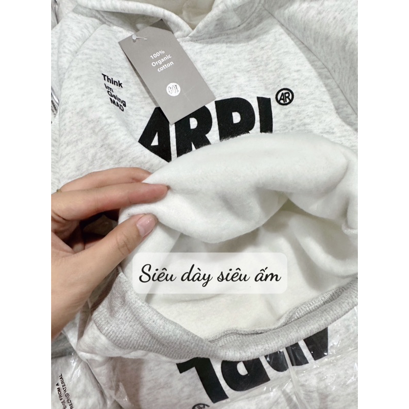 Áo nỉ hodie màu ghi chữ ARRL chô bé gái