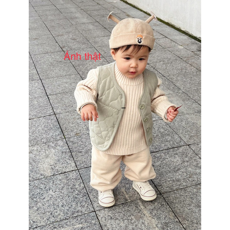 Áo ghi lê trẻ em, ghile lót nỉ trần bông lông cừu siêu ấm nhiều màu cho bé trai bé gái từ 5kg đến 32kg mặc đi học đi chơ