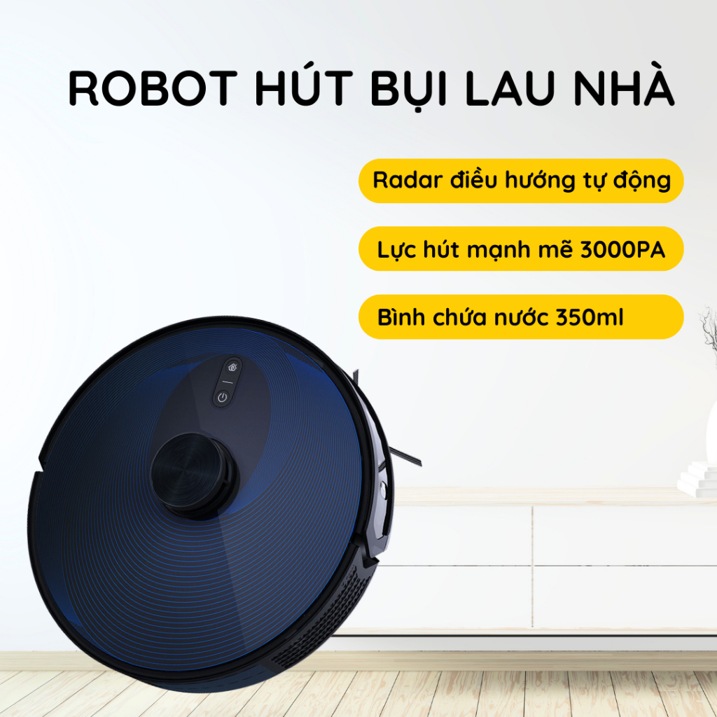 Robot hút bụi lau nhà Kaw - Hàng Chính Hãng, Lực Hút 3200Pa, Diện Tích Làm Sạch 200m2, Công Nghệ AI - Bảo Hành 1 Đổi 1