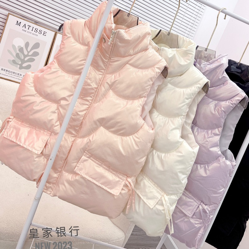 Áo phao gile nữ Gucci vân chìm, Áo khoác Gile Hàn Quốc phao bóng hottrend màu Đen, Trắng, Hồng, Tím - PAHA SHOP A06