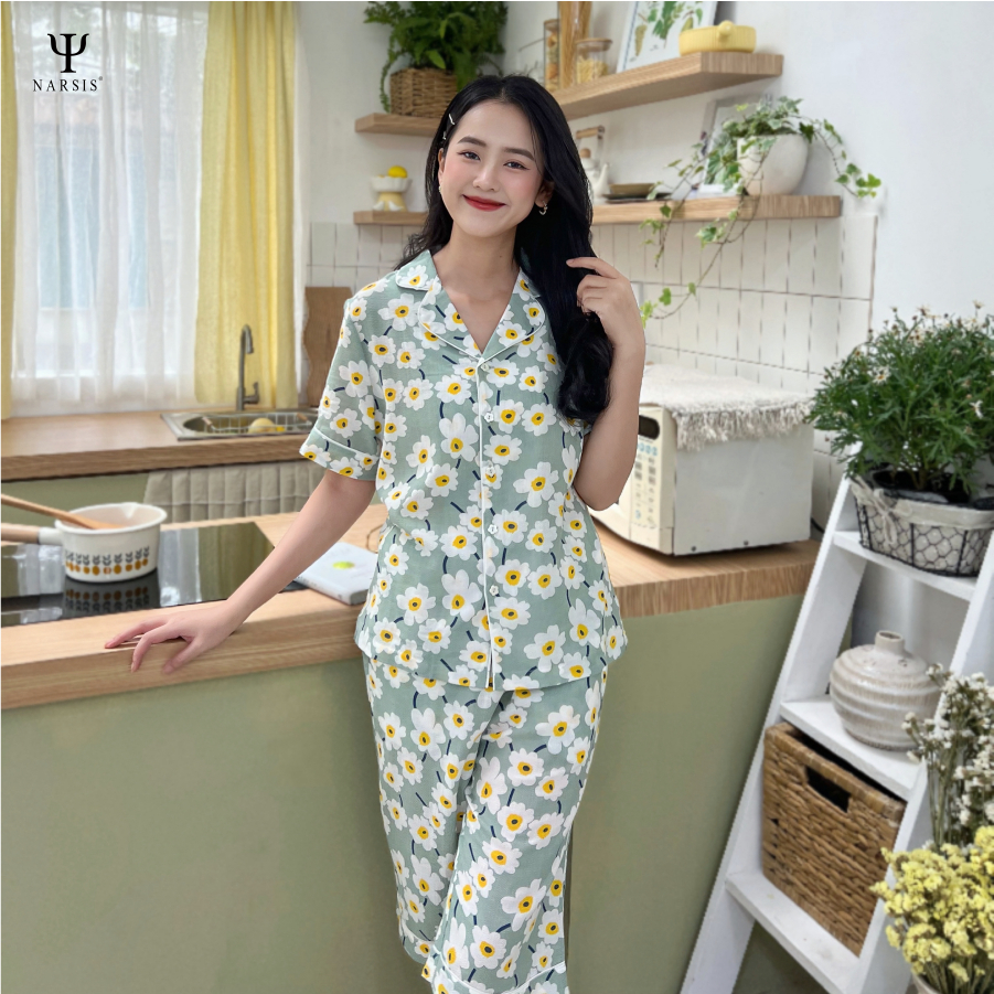 Bộ Pijama nữ cao cấp NARSIS, Set Pijama 3 màu họa tiết dễ thương dành cho nàng M2300204