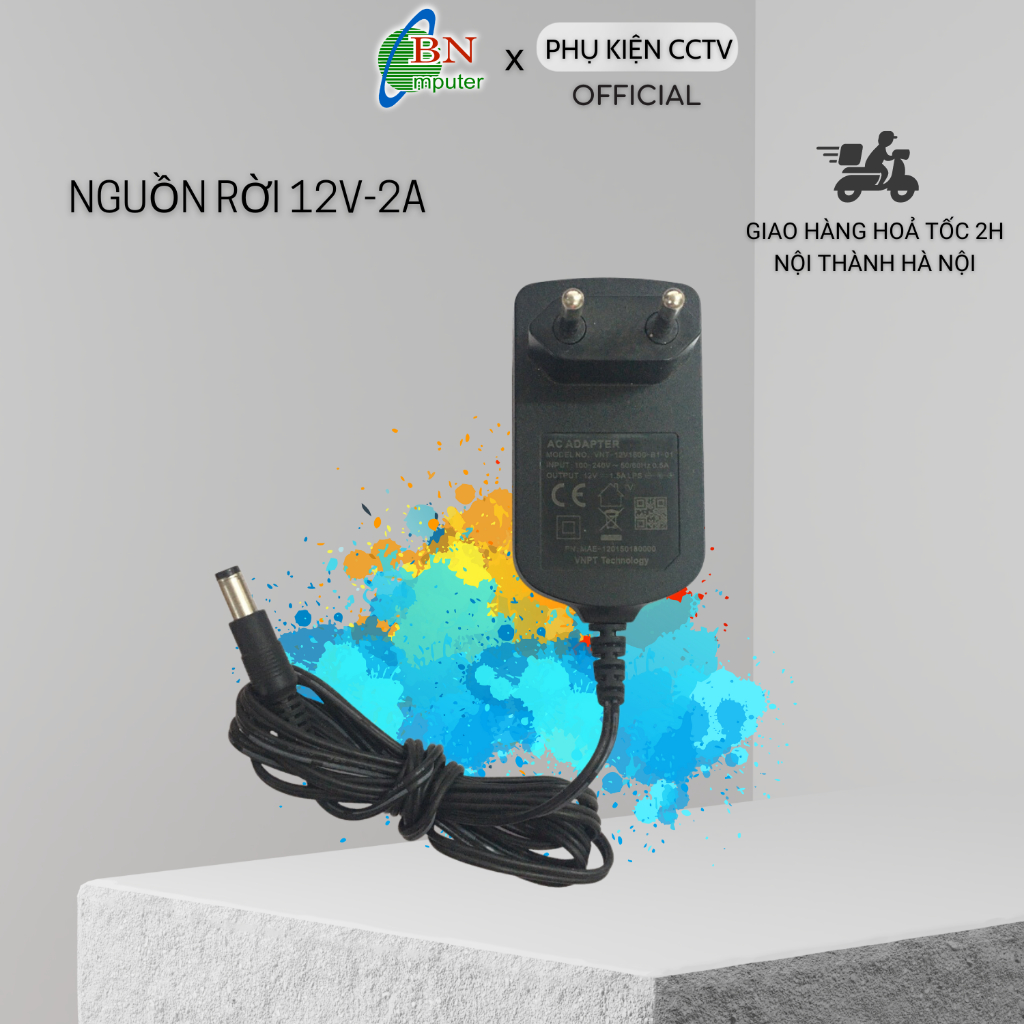 Nguồn Camera VNPT 12V-1.5A hoặc 12V-2A.