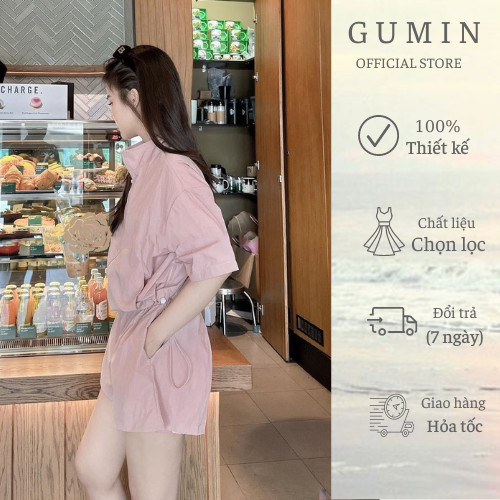 Set bộ thu đông GUMIN quần short áo gió cá tính, đồ bộ nữ mùa đông rẻ đẹp