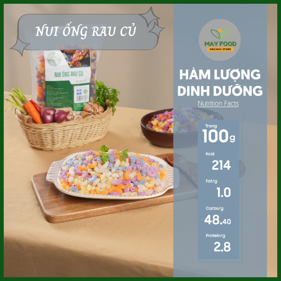 Nui ngũ sắc rau củ tự nhiên, Nui gạo ngũ sắc cao cấp dai mềm thơm ngon đủ dinh dưỡng - 500g