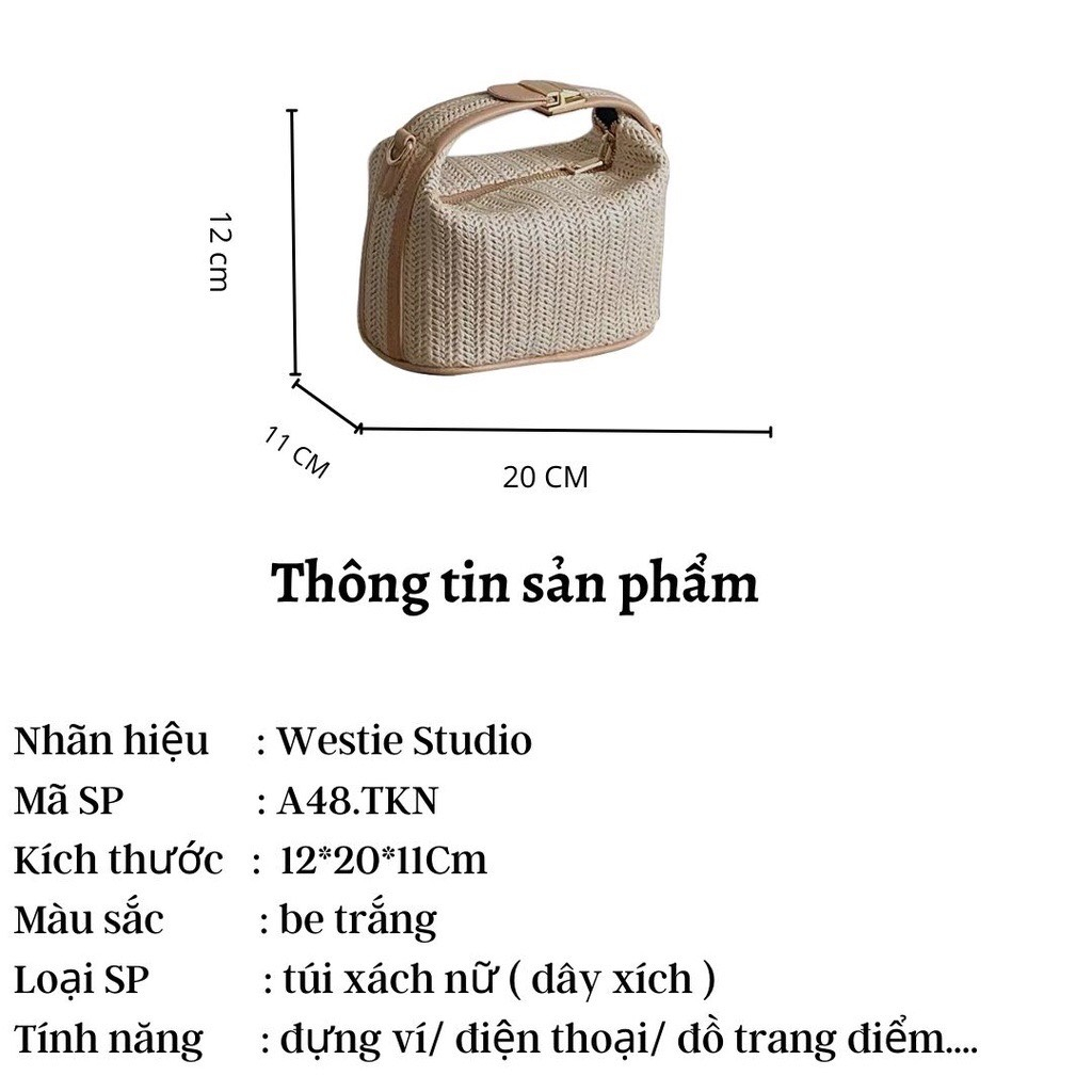 Túi cầm tay chất liệu cói phong cách Hàn Quốc mã 13