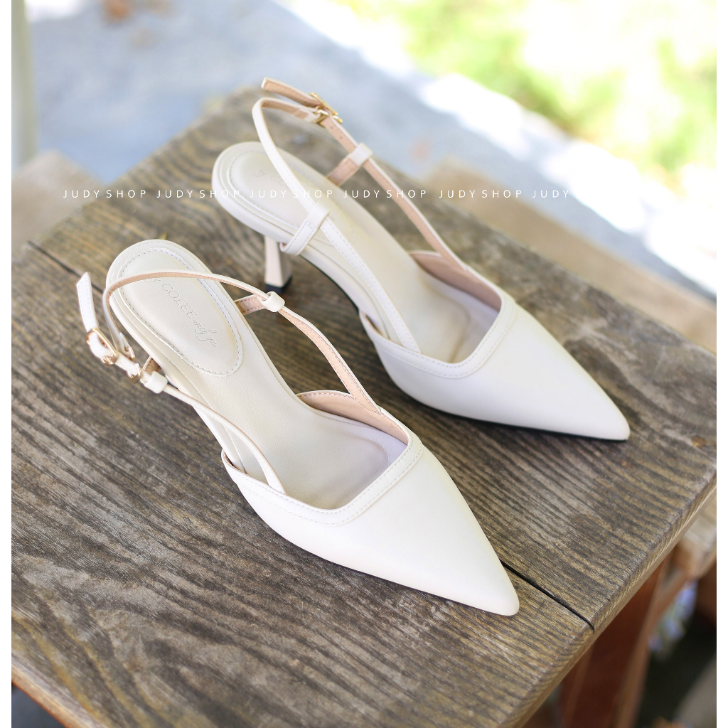 Giày Sandal Bít mũi COLEE Slingback Mũi Nhọn Khuy Gài Cá Tính Cao 8p VNXK