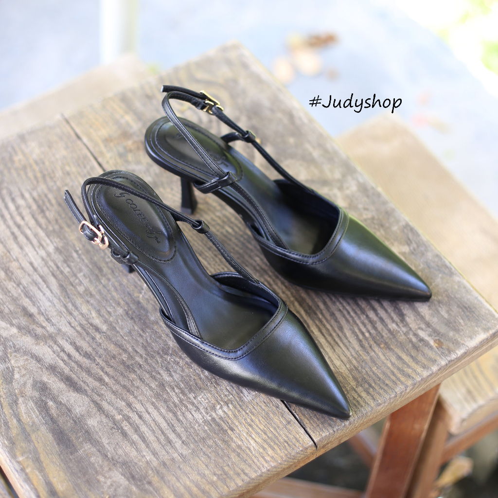 Giày Sandal Bít mũi COLEE Slingback Mũi Nhọn Khuy Gài Cá Tính Cao 8p VNXK