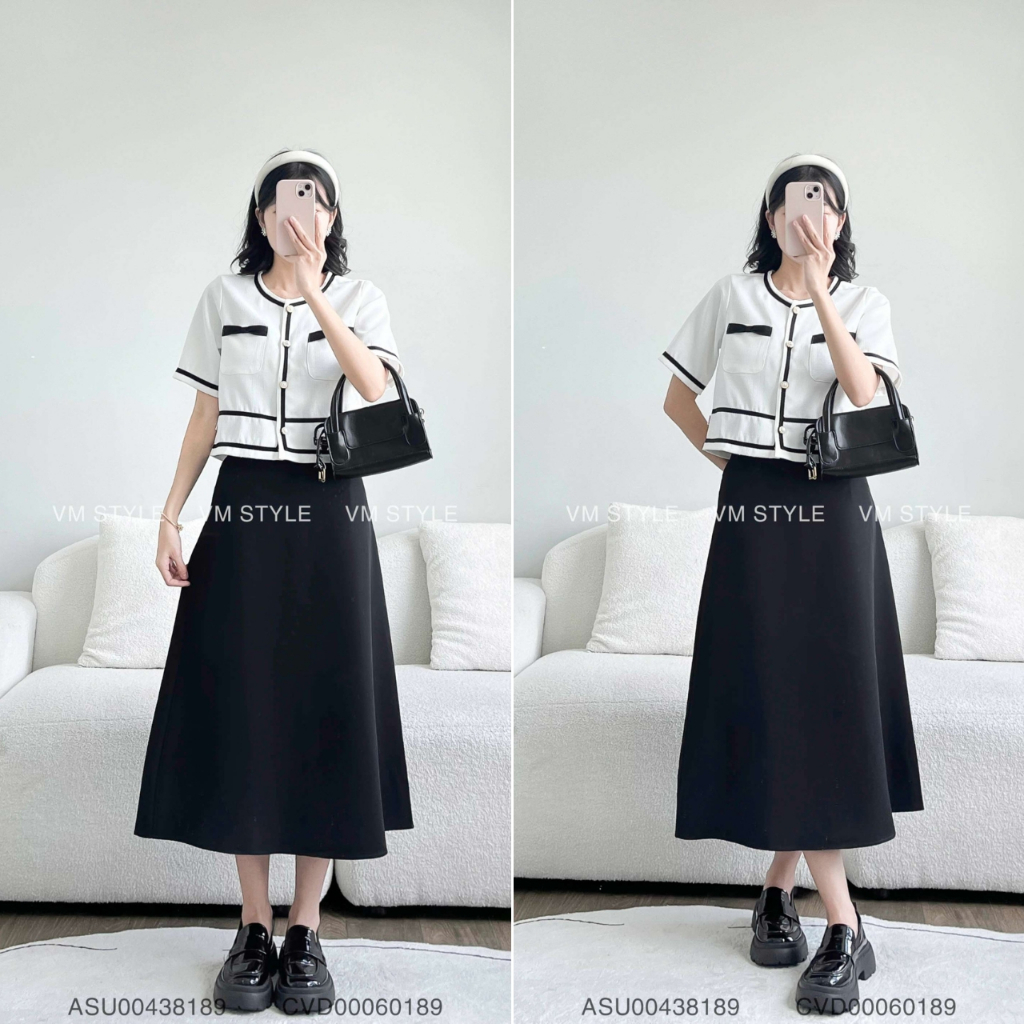 Chân váy dài nữ VMSTYLE form chữ A trơn xòe basic thanh lịch 17365 - CVD00060