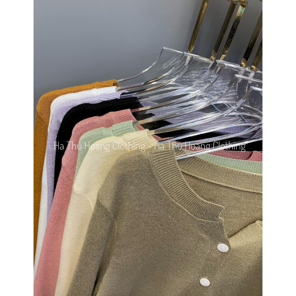 Áo khoác cardigan len mỏng trơn dài tay gài nút nhiều màu AL116