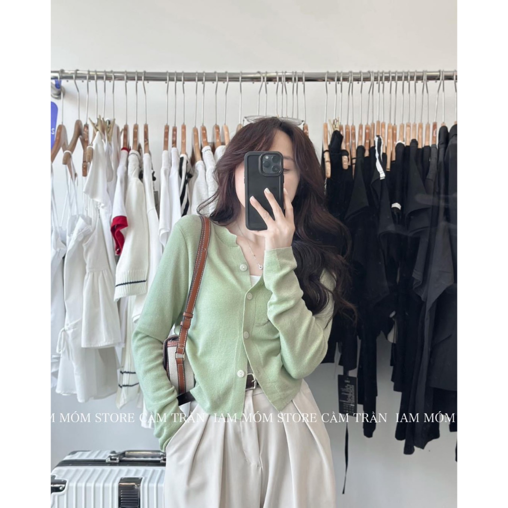 Áo khoác cardigan len mỏng trơn dài tay gài nút nhiều màu AL116