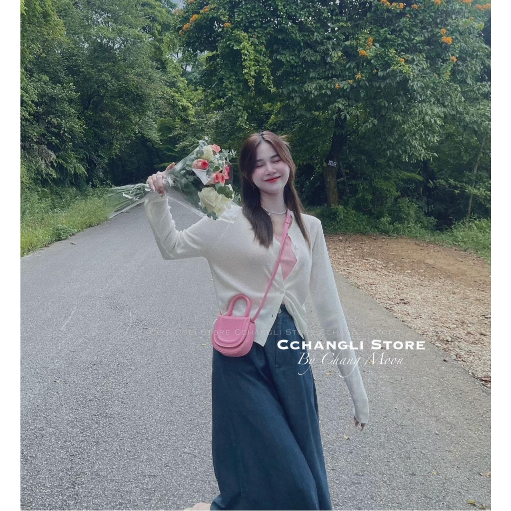 Áo khoác cardigan len mỏng trơn dài tay gài nút nhiều màu AL116